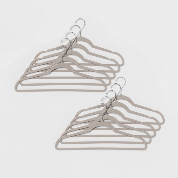 10pk Thin Plastic Hangers Gray