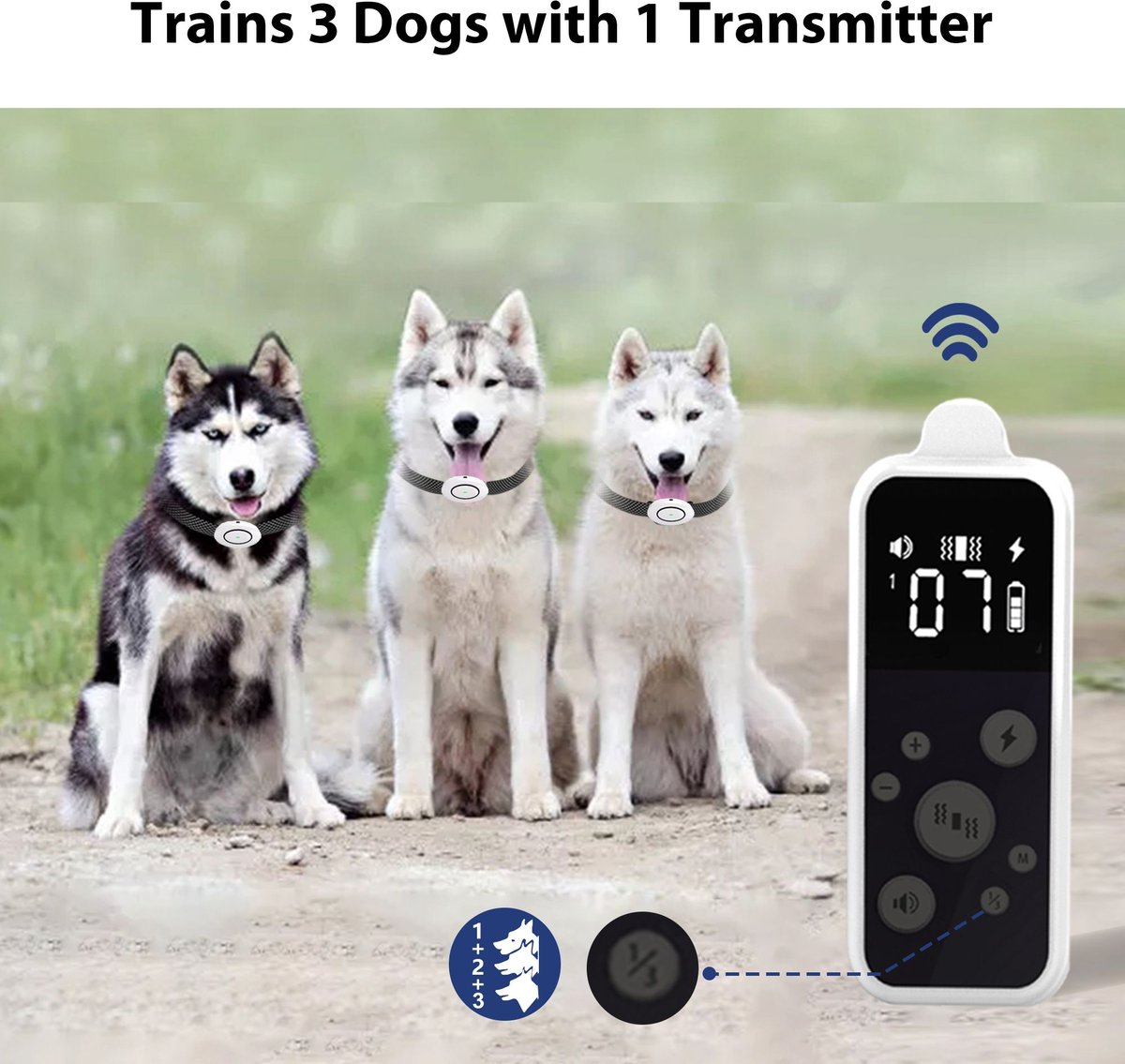 Petdiary T250 Static Rechargeable Remote Dog Training Collar， White and Black， Small