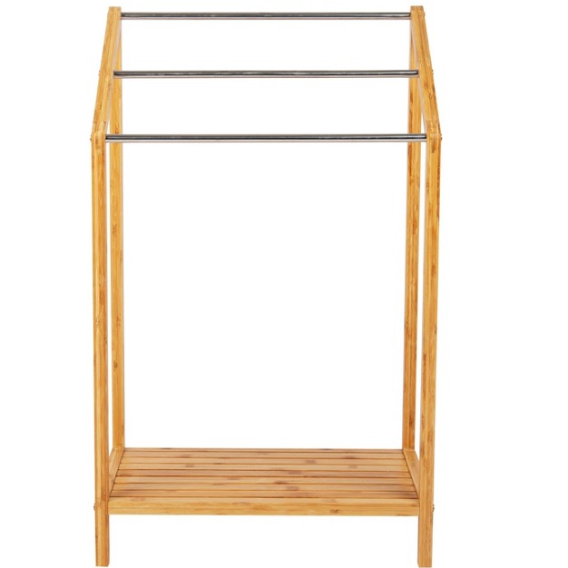 Mind Reader Three Tier Freestanding Bamboo Towel Drying Rack