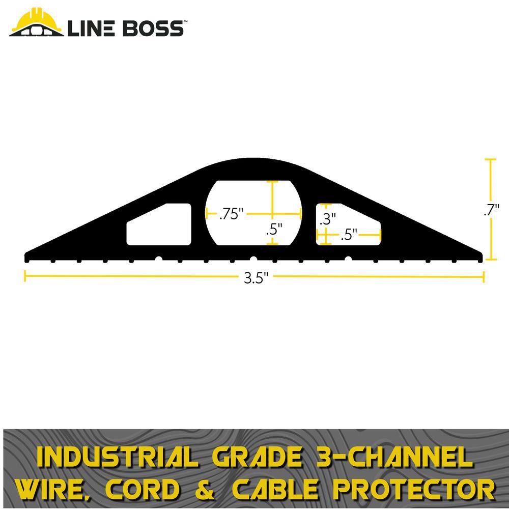 LINE BOSS 10 ft. x 3.5 in. Industrial Grade 3-Channel Wire Cord and Cable Protector 3.5 in. x 10 ft. 6300-10C