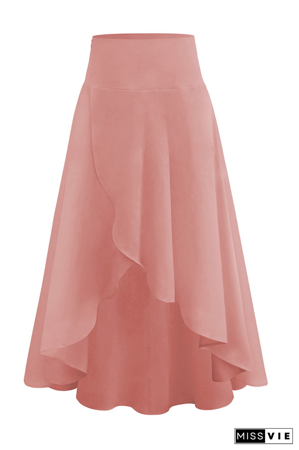 High Waist Plain Split Ruffle Skirt Dress