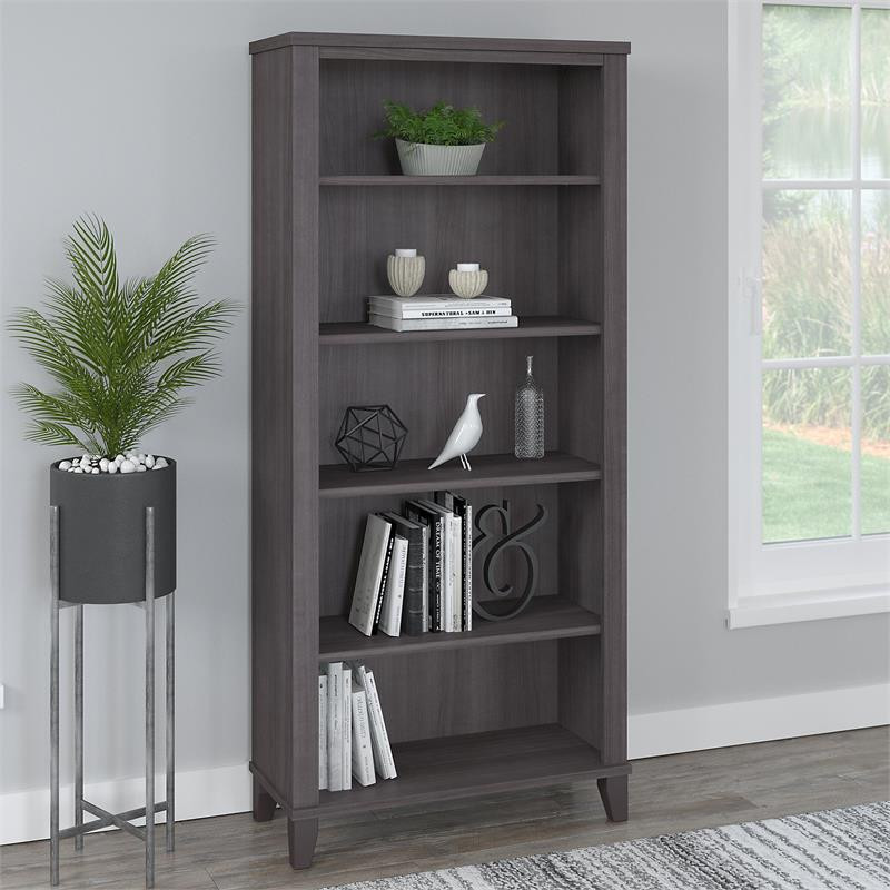 Bush Furniture Somerset 5 Shelf Bookcase in Ash Gray   Transitional   Bookcases   by Homesquare  Houzz