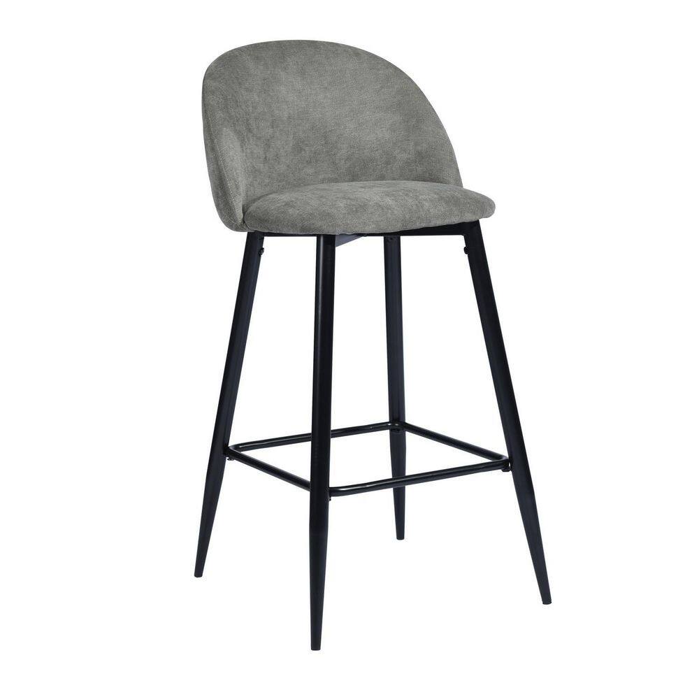 Homy Casa Haseeb 38 in. Grey Low Back Metal Frame Bar stool With Fabric Seat ( Set of 2) Haseeb Terry Grey