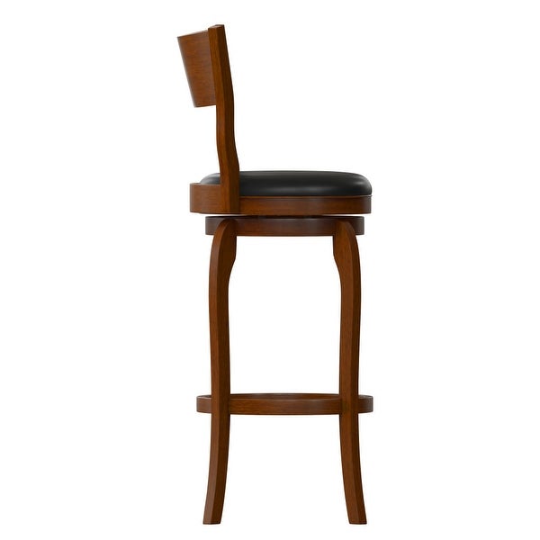 Classic Wooden Bar Stool with Bowed Frame and Upholstered Seat