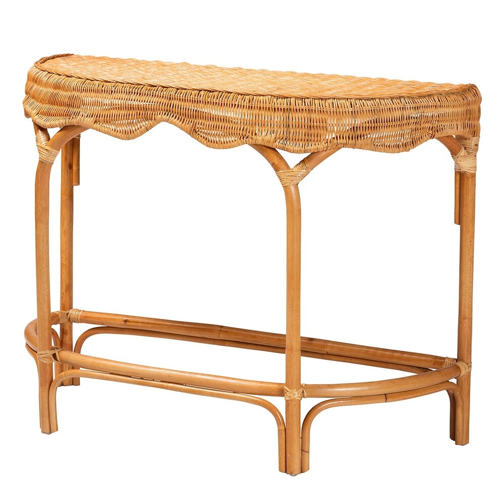 Wakana Modern Bohemian Natural Brown Rattan Console Table