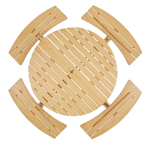 Outdoor round wooden picnic set with umbrella hole (6 persons/8 persons)