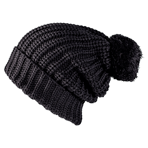 Chunk Knit Ribbed Pom Beanie