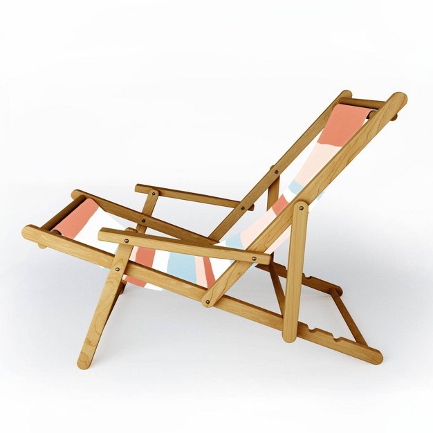 Sunshinecanteen Mesa Desert Pastel Stripes Sling Chair Deny Designs Adjustable Uv amp Water resistant Hardwood Frame