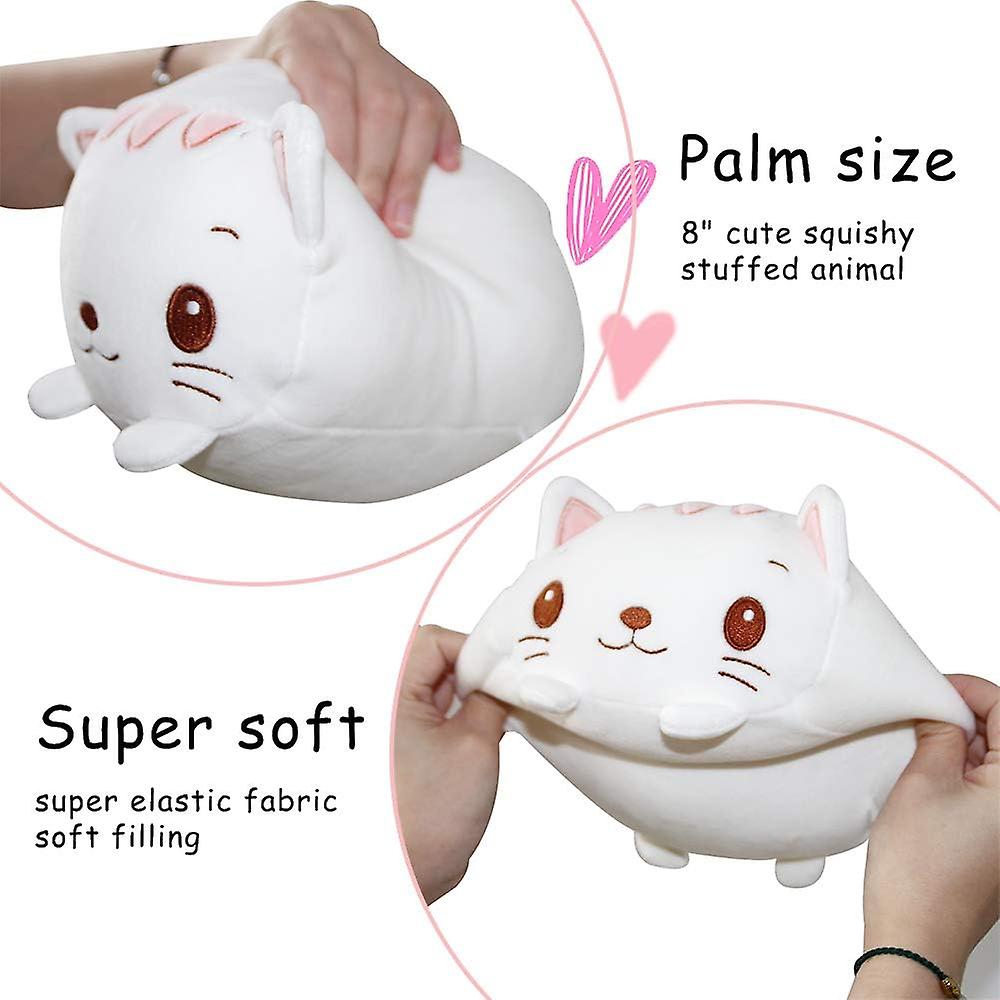 8 Inch Cute White Cat Plush Stuffed Animal Cylindrical Body Pillow，super Soft Cartoon Hugging Toy， Kids Sleeping Kawaii Pillow