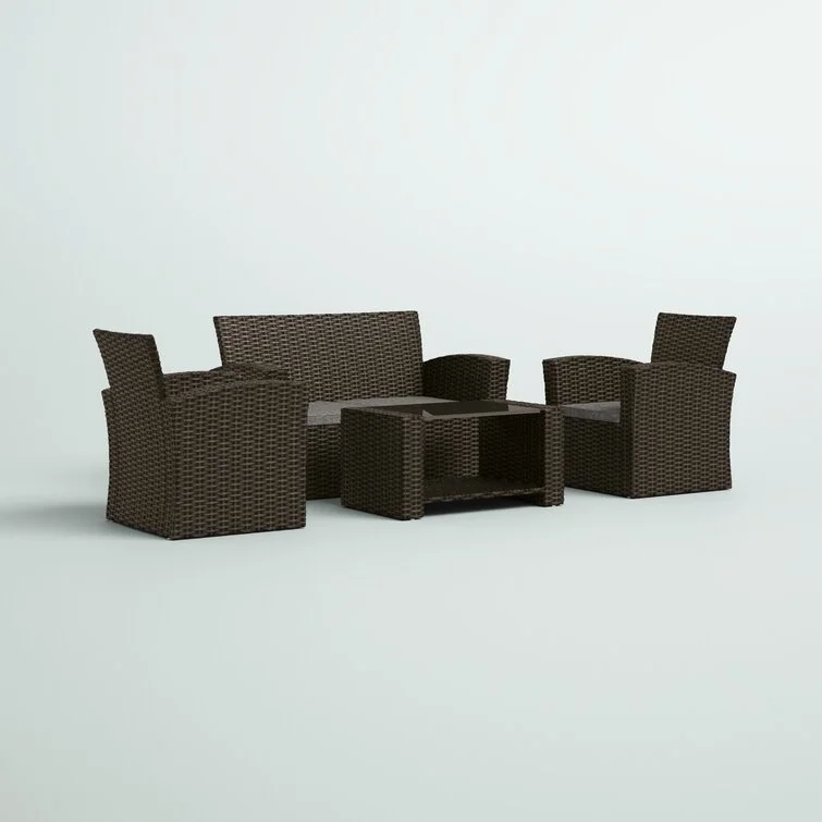 Charmain 4 Piece Rattan Sofa Seating Group with Cushions