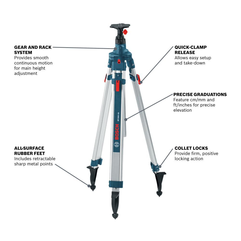 Bosch 110 In. Heavy-Duty Aluminum Elevator Tripod BT300 from Bosch