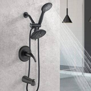 Tahanbath Single-Handle 6-Spray Tub and Shower Faucet and Handheld Combo with Rough-in Valve in Matte Black MS-A3528-MB-KXC