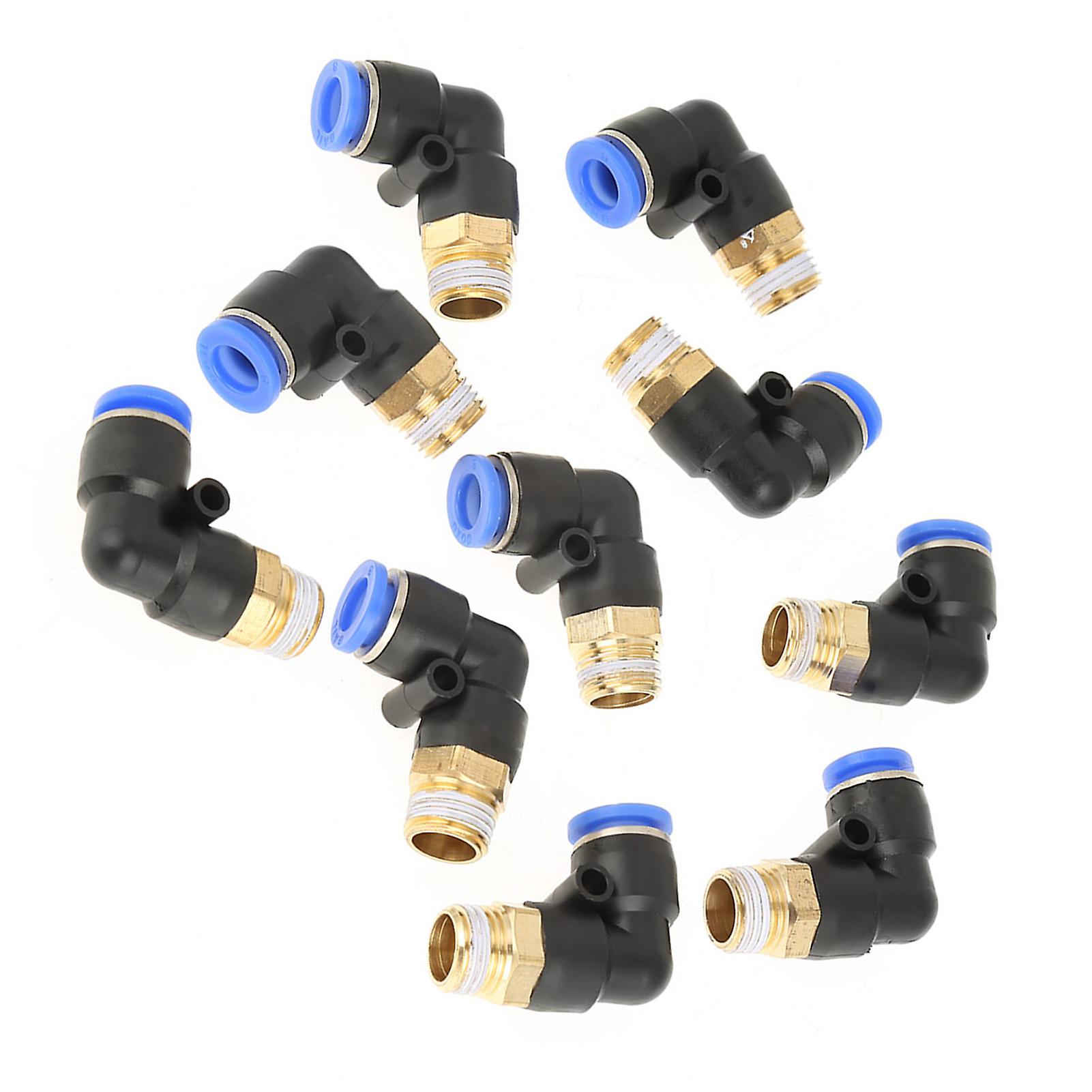 10pcs Pneumatic Elbow Quick Connector Air Fittings Adapter 8mm Diameter Thread G1/4 Set