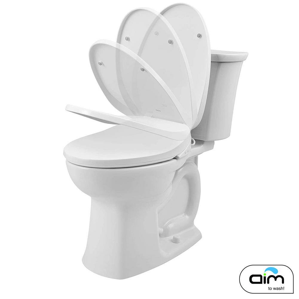 Aim to Wash! Electric Bidet Seat with Hot Water and Heated Seat for Elongated Toilet in White 01-2849