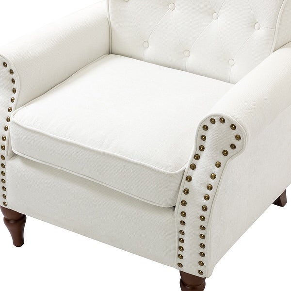 Indiges Upholstered Modern Tufted Accent Arm Chair with Nailhead Trim Set of 2 by HULALA HOME