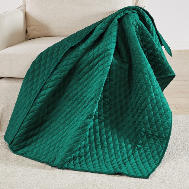 Bh Empire Velvet Green Quilted Throw Levtex Home