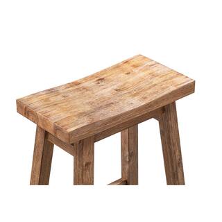 Boraam Sonoma 24 in. Barnwood Wire-Brush Backless Saddle Stool 75024