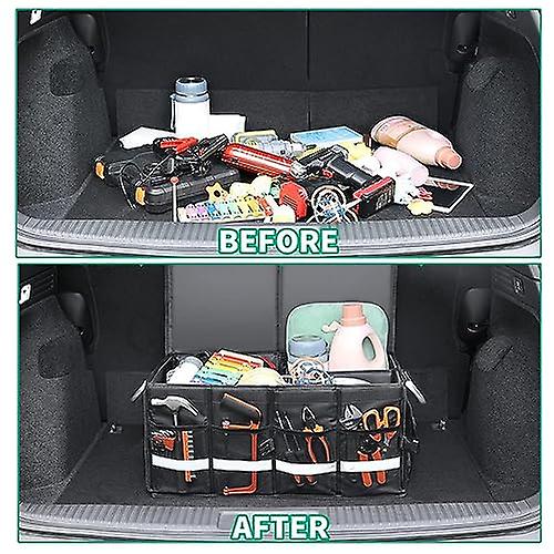 Trunk Organizer with Compartment - Adjustable Box for Automobiles Grocery Storage - Auto Necessities