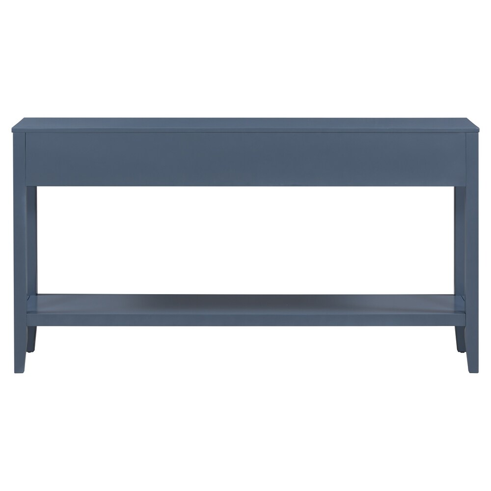 Rustic Blue Console Table Sofa Table 3 Drawer Entryway Table