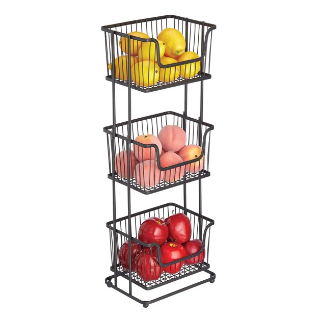 Mdesign Tall Standing Bathroom Shelf Holder Rack 3 Metal Wire Baskets