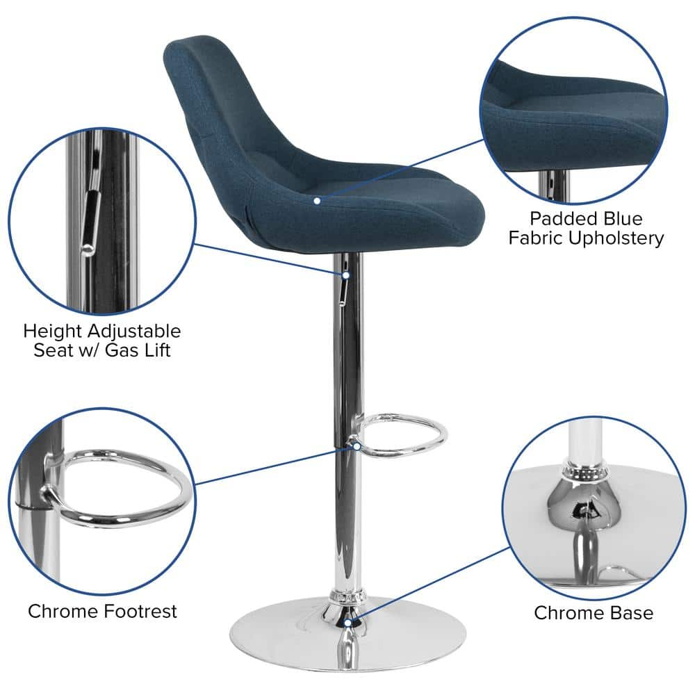 Carnegy Avenue 44.5 in. Blue Fabric Adjustable Bar Stool CGA-CH-442214-BL-HD