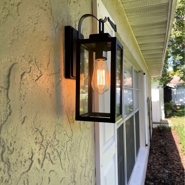 1-set Modern Black Outdoor Wall Light Square Glass Sconce Shopping - The Best Deals on Outdoor Wall Lanterns | 39367999