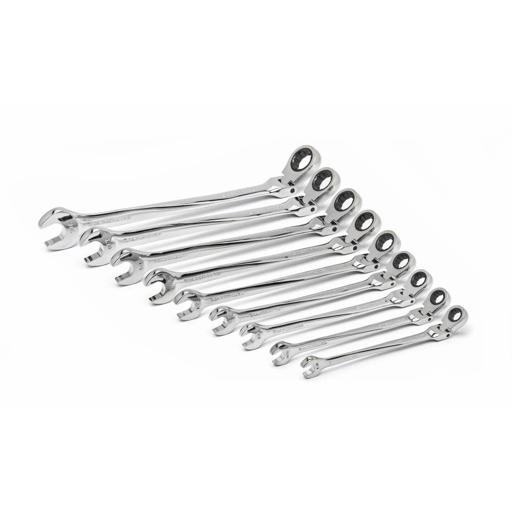 Flex Combination Ratcheting Wrench Set， 9 Pc. XL X-Beam SAE