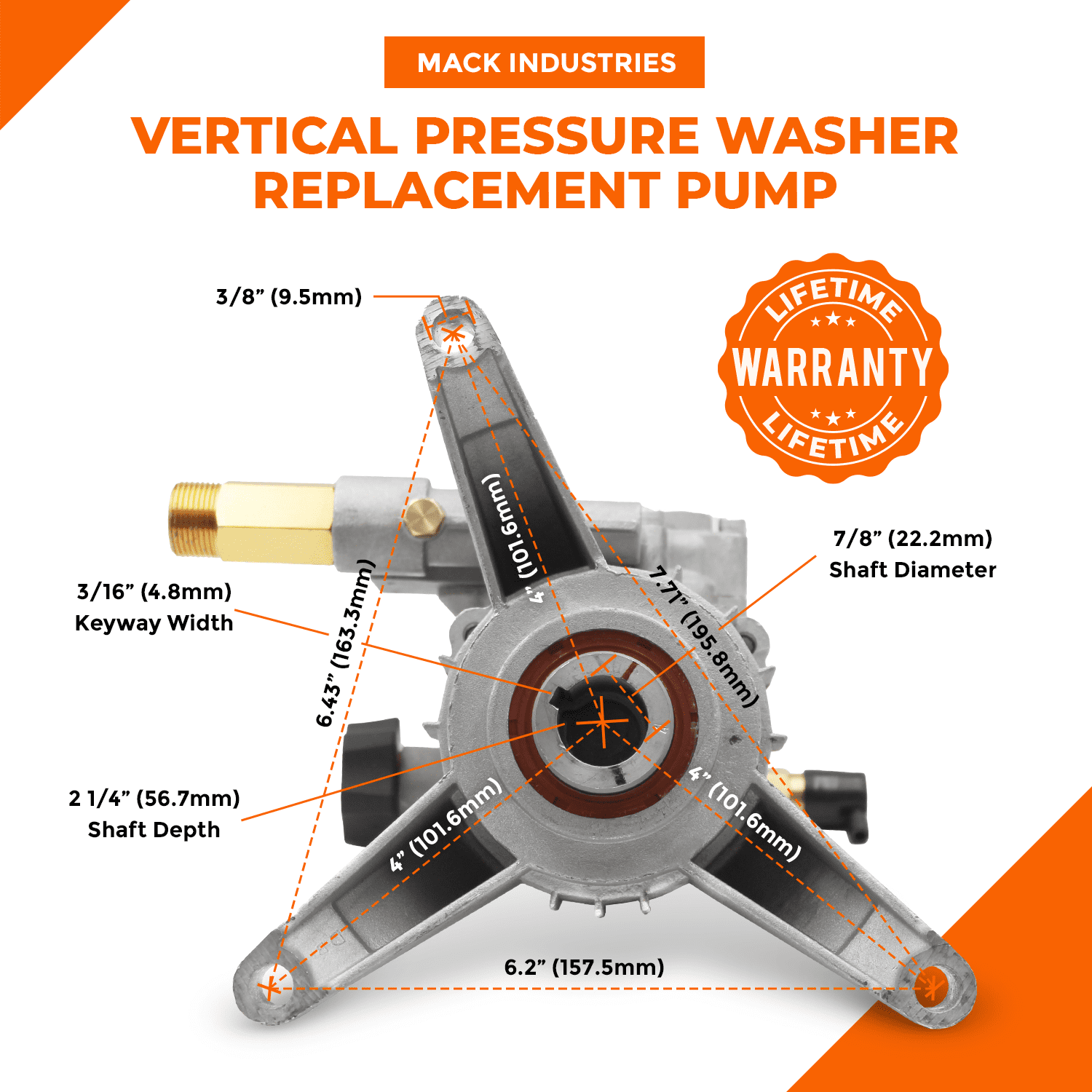 PEGGAS, Vertical Pressure Washer Pump - 7/8