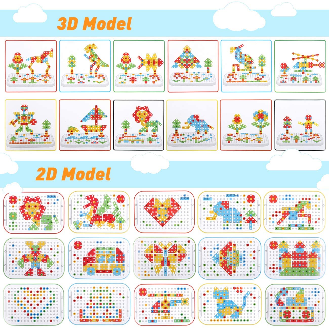 Moncolis 229Pcs STEM Learning Toys， Electric DIY Drill Educational Set， 3D Construction Engineering Building Blocks Set For Boys and Grils 3+ Ages， Creative Game， Engineer Role Play Game Set