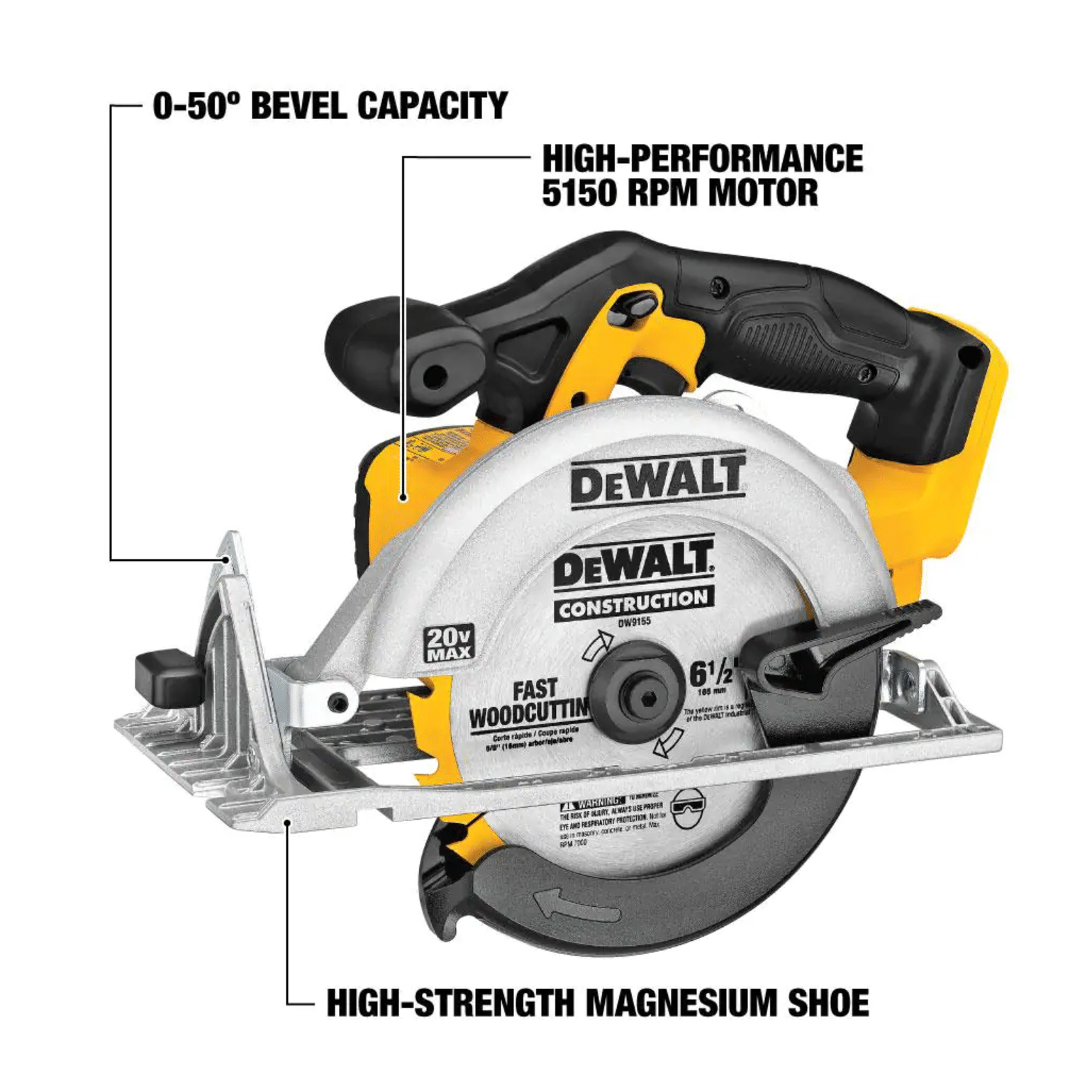 Dewalt 20-Volt Max Cordless 6-1/2 in. Circular Saw with (1) 20-Volt Battery 3.0Ah (DCS391BW230)