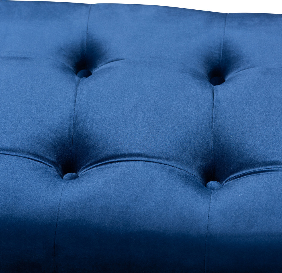 Baxton Studio Perret Tufted Velvet and Wood Bench in Royal Blue   Contemporary   Upholstered Benches   by HedgeApple  Houzz