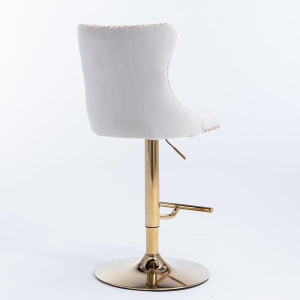 Golden Swivel Velvet Barstools Adjusatble Seat Height from 25-33 Inch