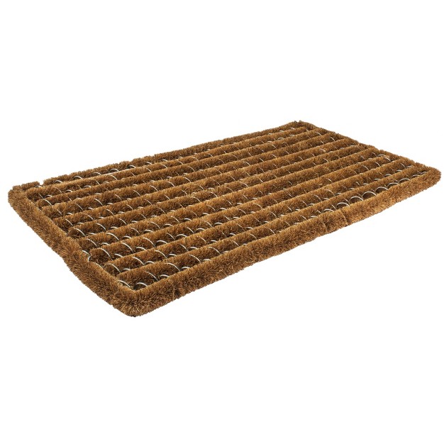 X 2 x27 6 quot Geometric Stripes Wire Brush Indoor outdoor Doormat Natural silver Entryways