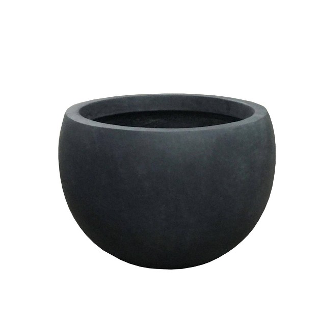 Kante Lightweight Outdoor Concrete Bowl Planter Charcoal Black Rosemead Home amp Garden Inc