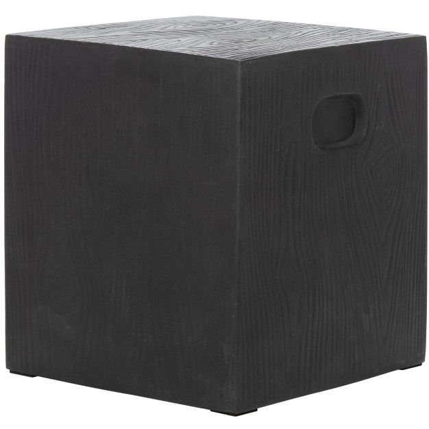 Cube Indoor outdoor Modern Concrete Accent Table Black Safavieh