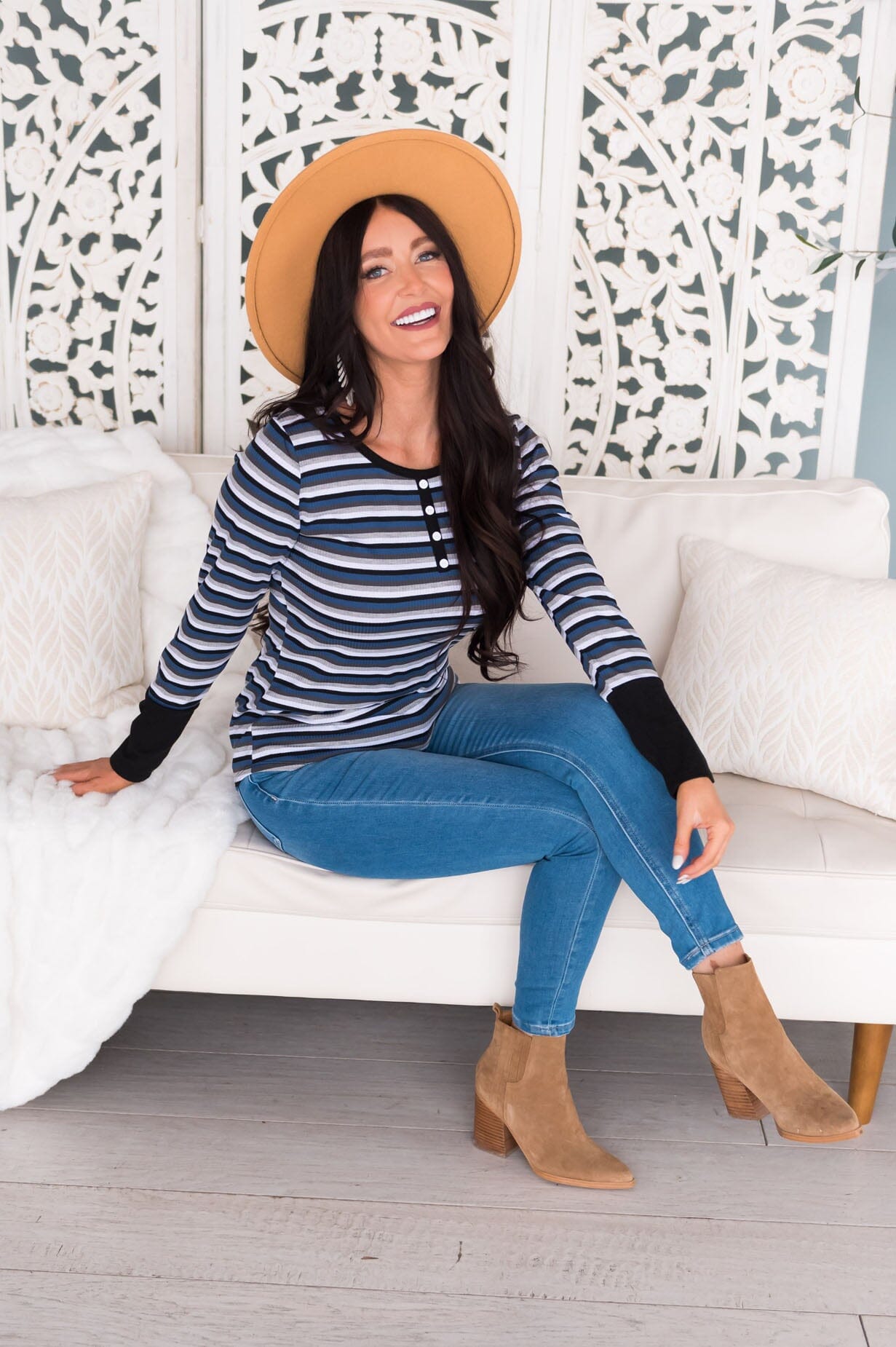 Complete Joy Modest Striped Top