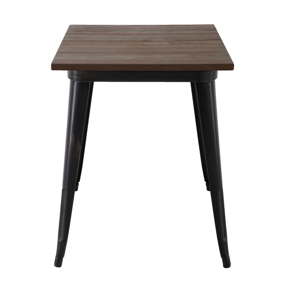 Brage Living Taproom 31 inch Elm Wood Top Square Metal Table