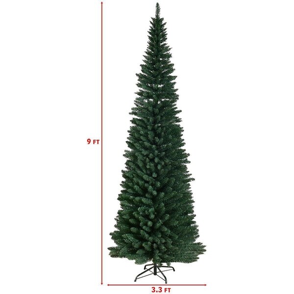 Costway 9Ft PVC Artificial Pencil Christmas Tree Slim w/ Stand Home