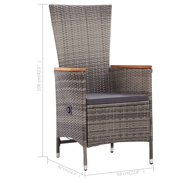 vidaXL Patio Chairs 2 pcs with Cushions Poly Rattan Gray