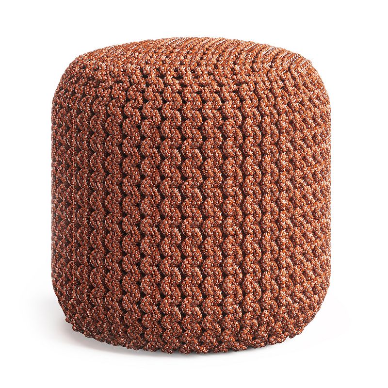 Simpli Home Wynne Round Knitted Indoor / Outdoor Pouf