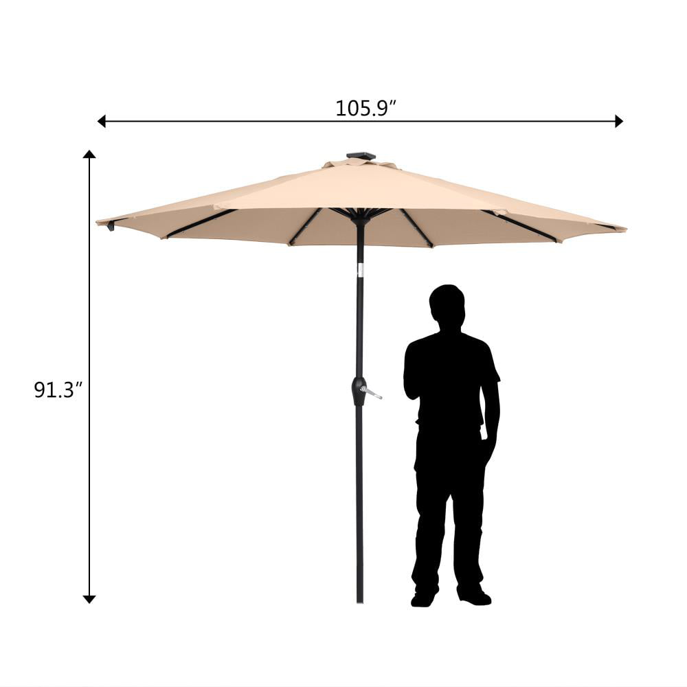 Zimtown 9ft Solar LED Lighted Outdoor Umbrella w/ Tilt Top Color