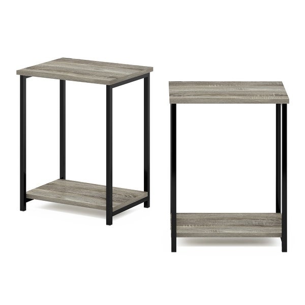 Furinno Simplistic Industrial Metal Frame End Table， 2-Pack， Espresso