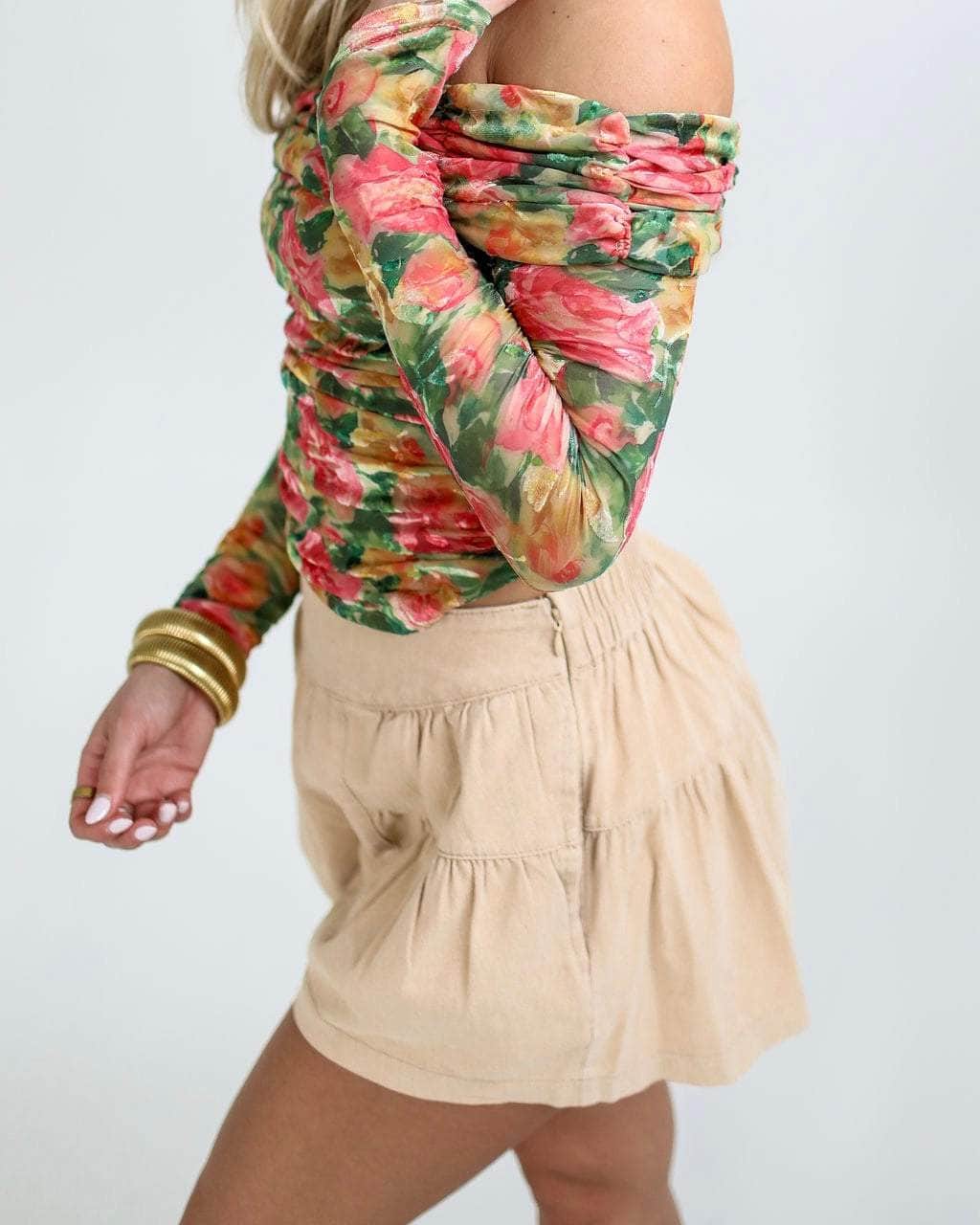Taupe Flare Shorts