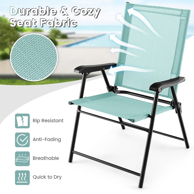 Tangkula Set Of 2 Patio Folding Chairs Outdoor Portable Pack Lawn Chairs W Armrests