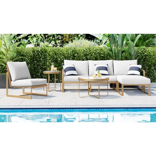 Elle Decor Mirabelle Outdoor Coffee Table，French Gold