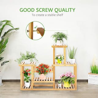 VIVOSUN 28.4in Tall IndoorOutdoor Bamboo Wood 7 Potted Plant Stand (6 -tiered) wal-PS013J