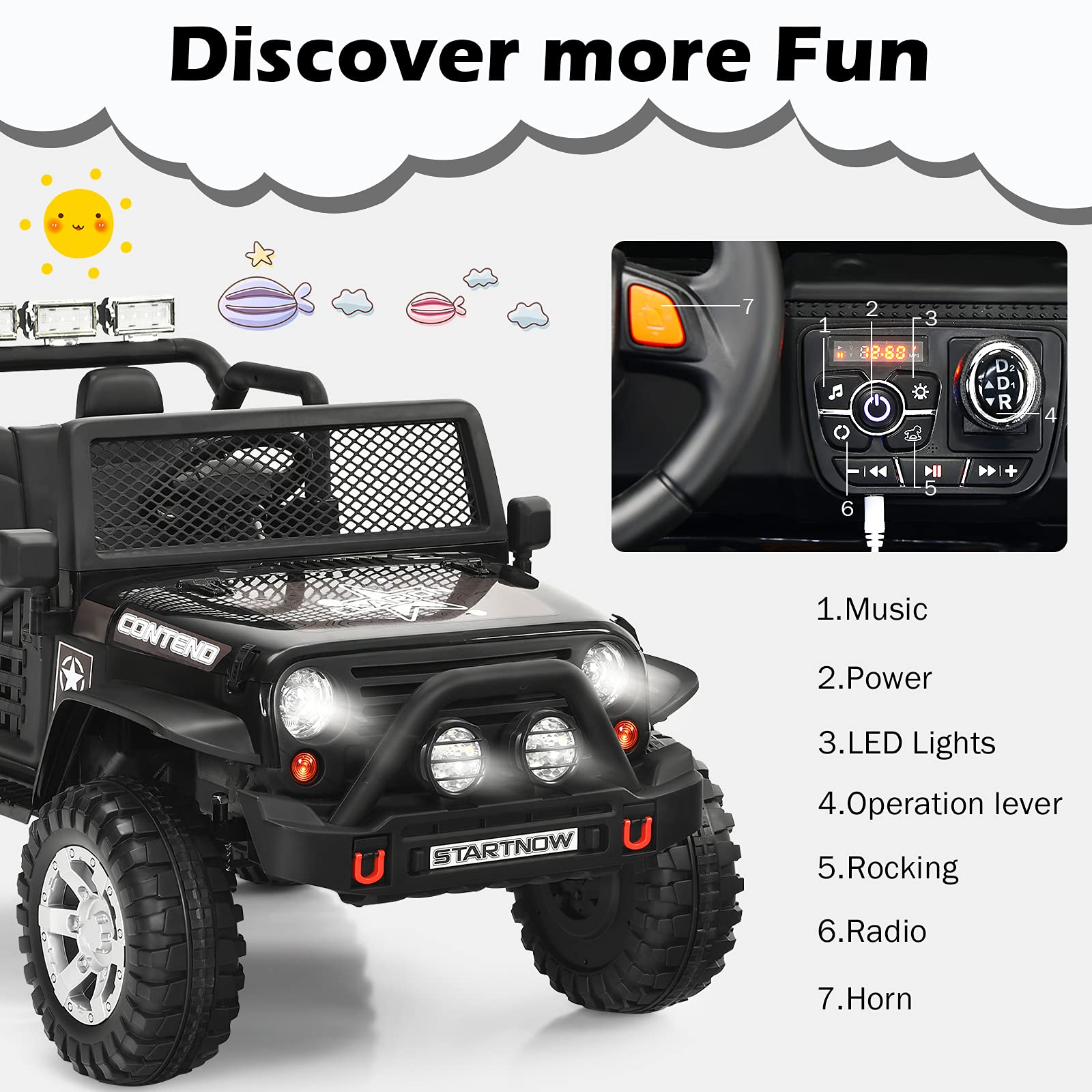 Costzon Kids Ride on Truck, 12V Battery Powered Electric Vehicle w/ 2.4G Remote Control