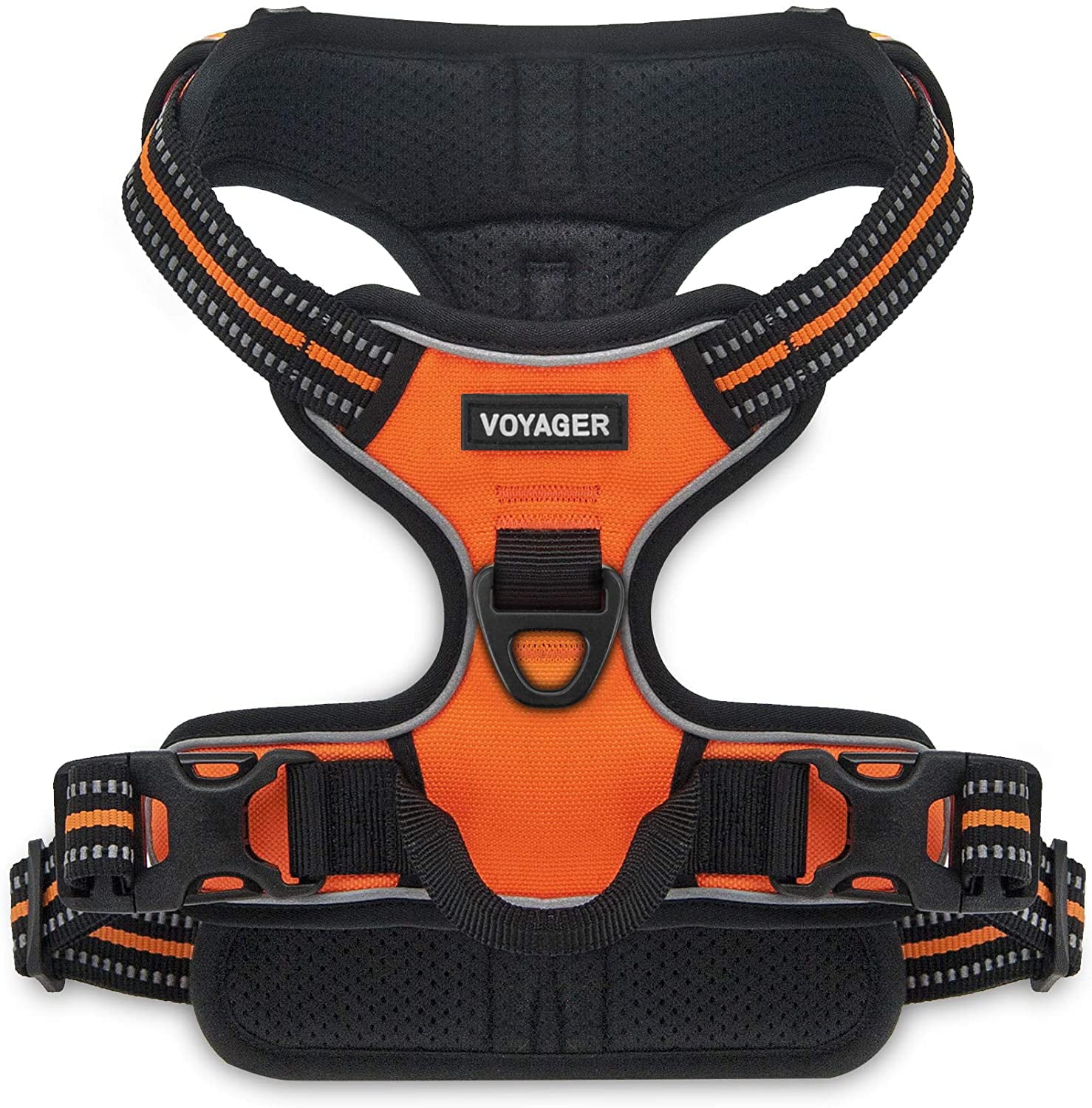 Voyager Dog Harness Dual Leash Attachment No-Pull Control Adjustable Soft but Strong Pet Harness for Medium and Large Dogs with 3M Reflective Technology - Orange， L (Chest: 25 - 30