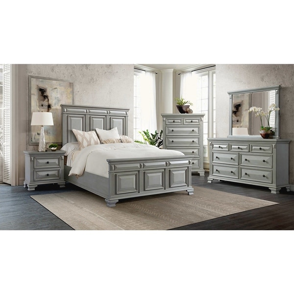 Picket House Furnishings Trent Panel 6PC Bedroom Set in Grey - - 31144736