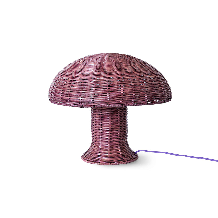 Rattan mushroom table lamp Burgundy